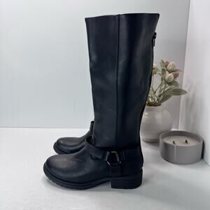 BOC Born Chesney Tall Faux Leather Riding Harness Boot Black Women 6 M